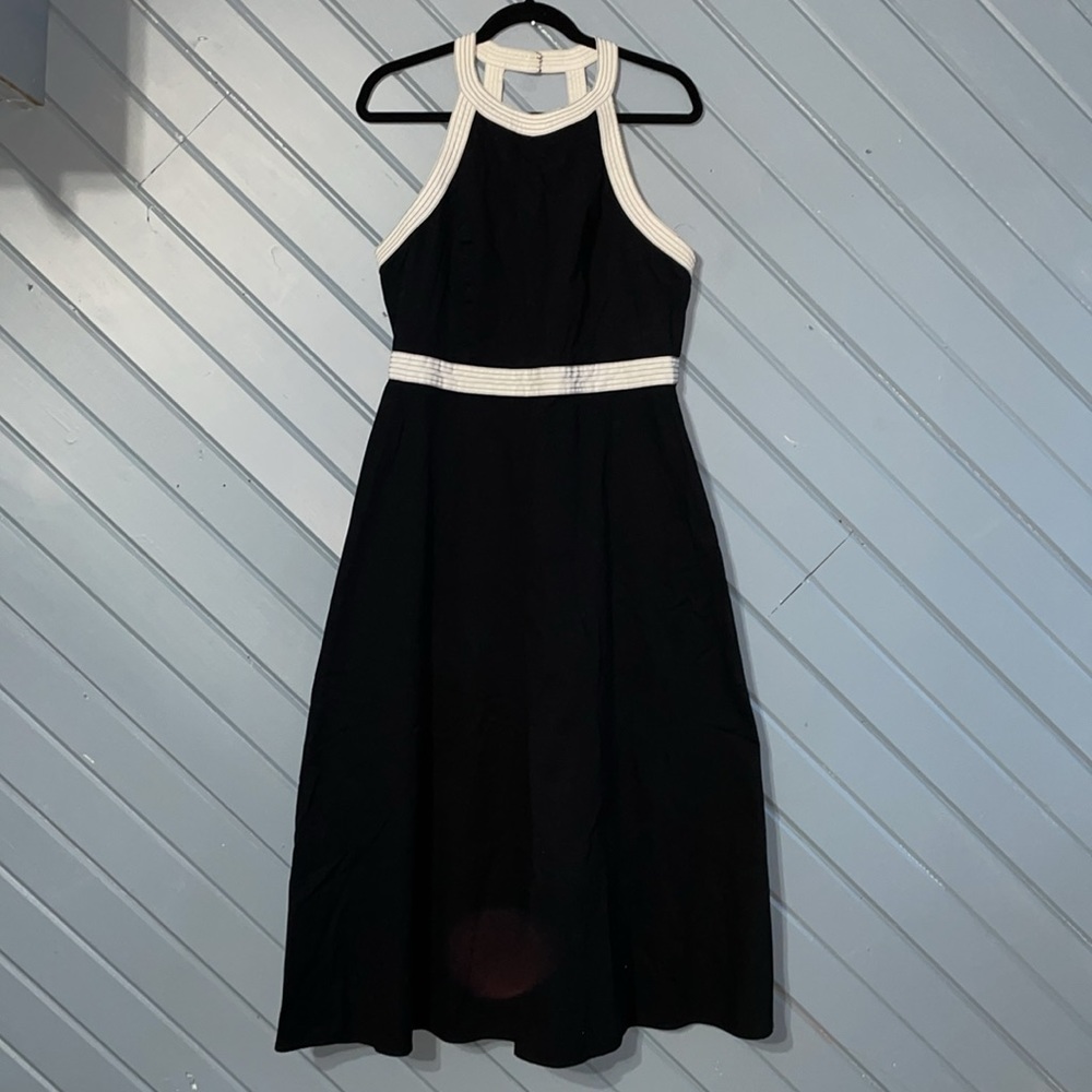 Maeve by Anthropologie Open Back Black White Midi Dress